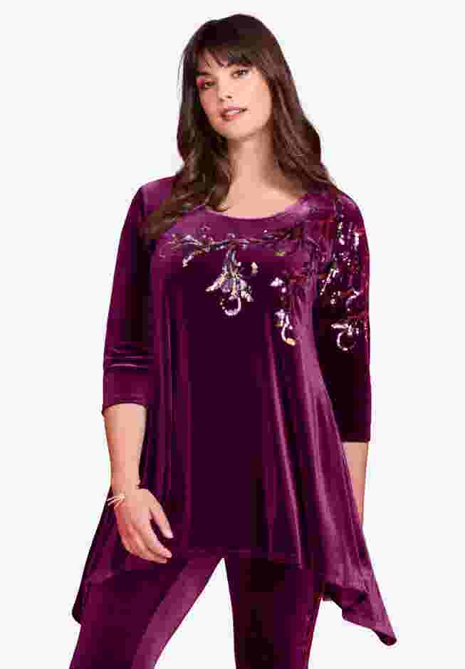 Velour Hanky Hem Tunic image number 0