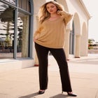 Plus Size Drop Needle V-Neck Lightweight Sweater Knit image number 4