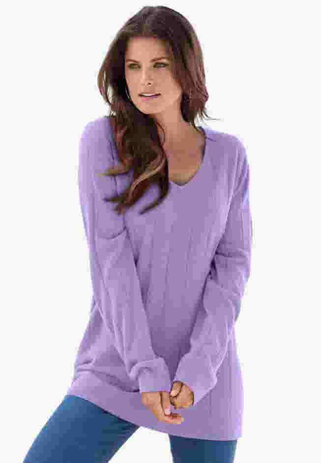 Fine Gauge Drop Needle V Neck Sweater image number 0