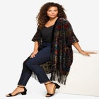 Plus Size Burnout Velvet Fringe Duster image number null