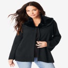 Faux Fur Collar Cardigan Sweater. image number null