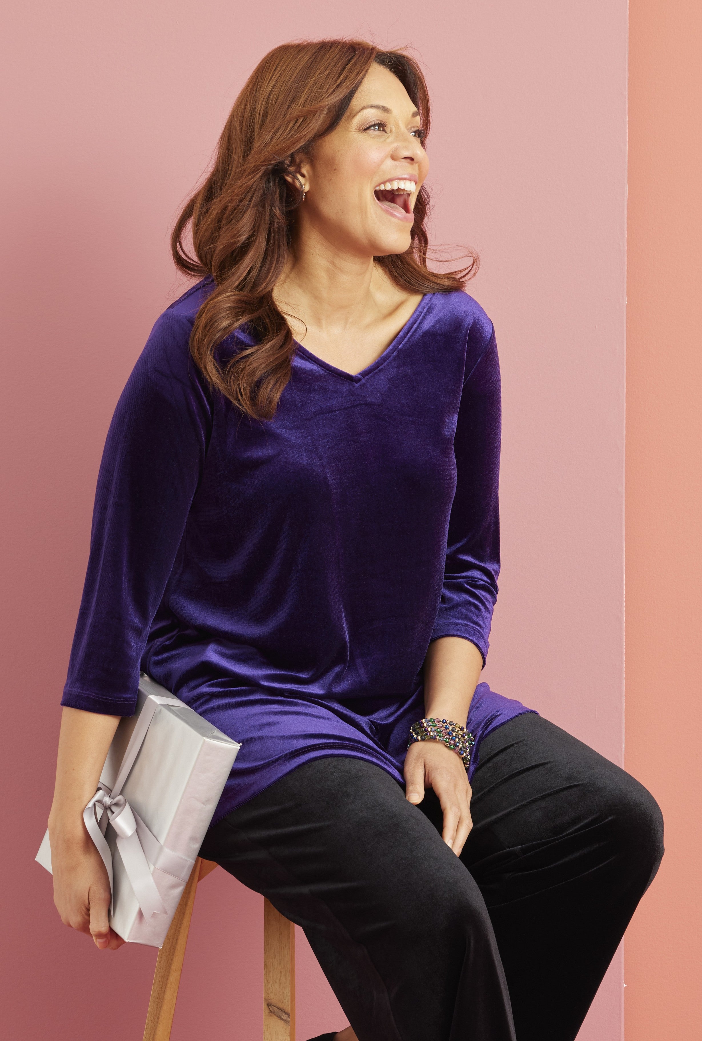AnyWear Velvet V-Neck Tunic image number 0