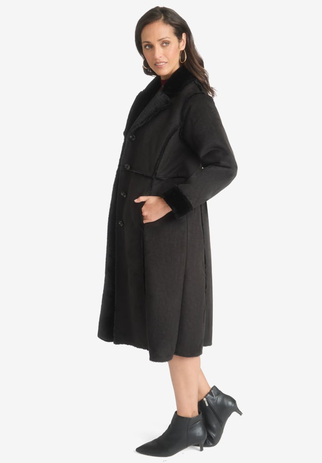 Faux Shearling Midi Coat image number 2