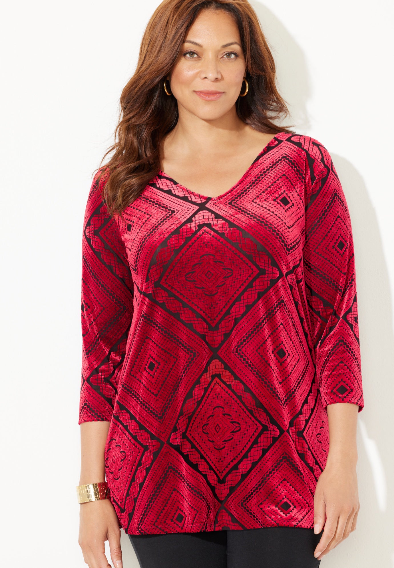AnyWear Burnout V-Neck Tunic image number 3