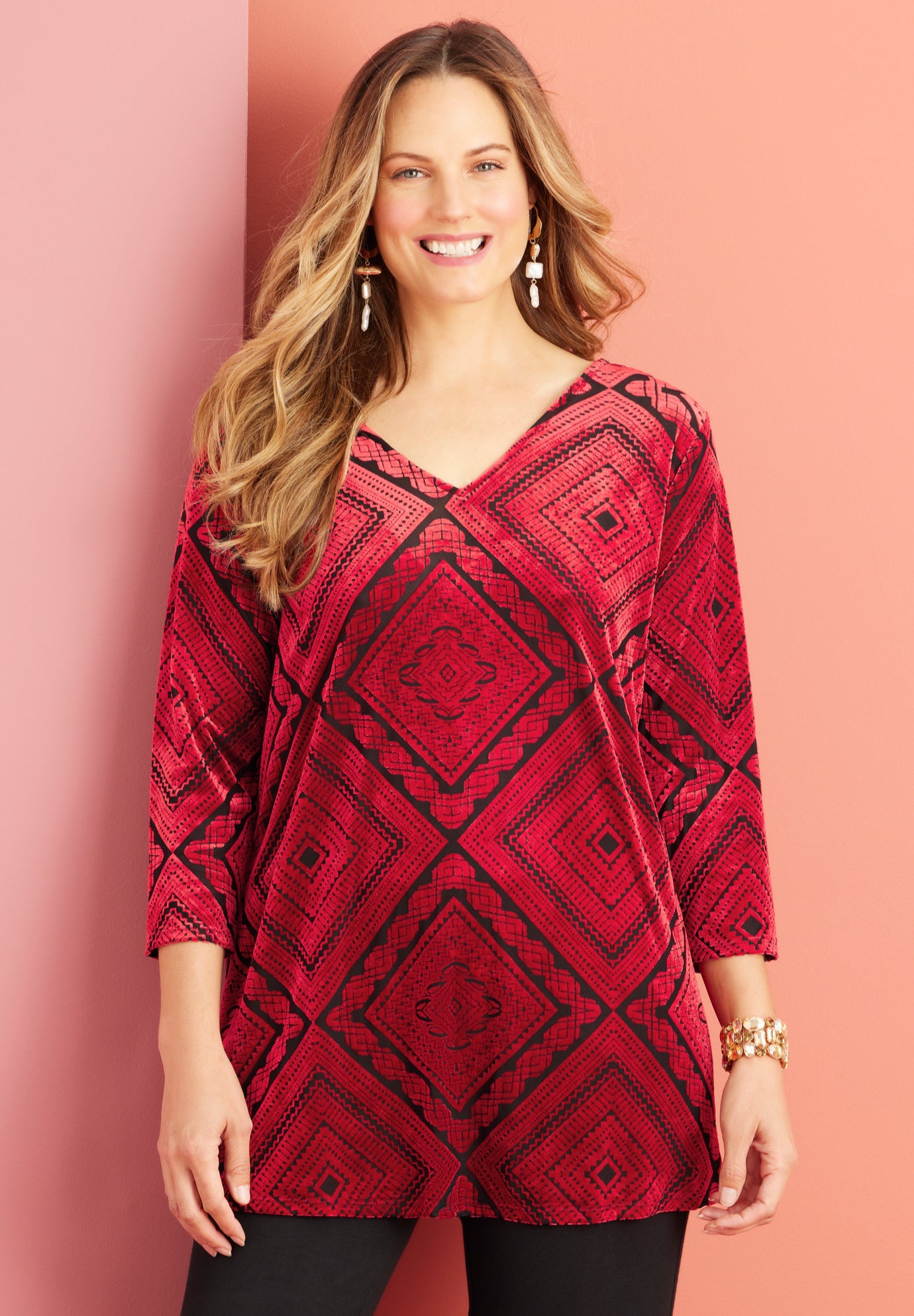 AnyWear Burnout V-Neck Tunic image number 0