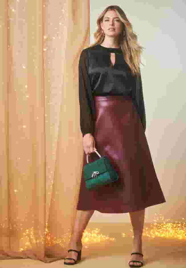 Faux Leather Midi Skirt image number 3