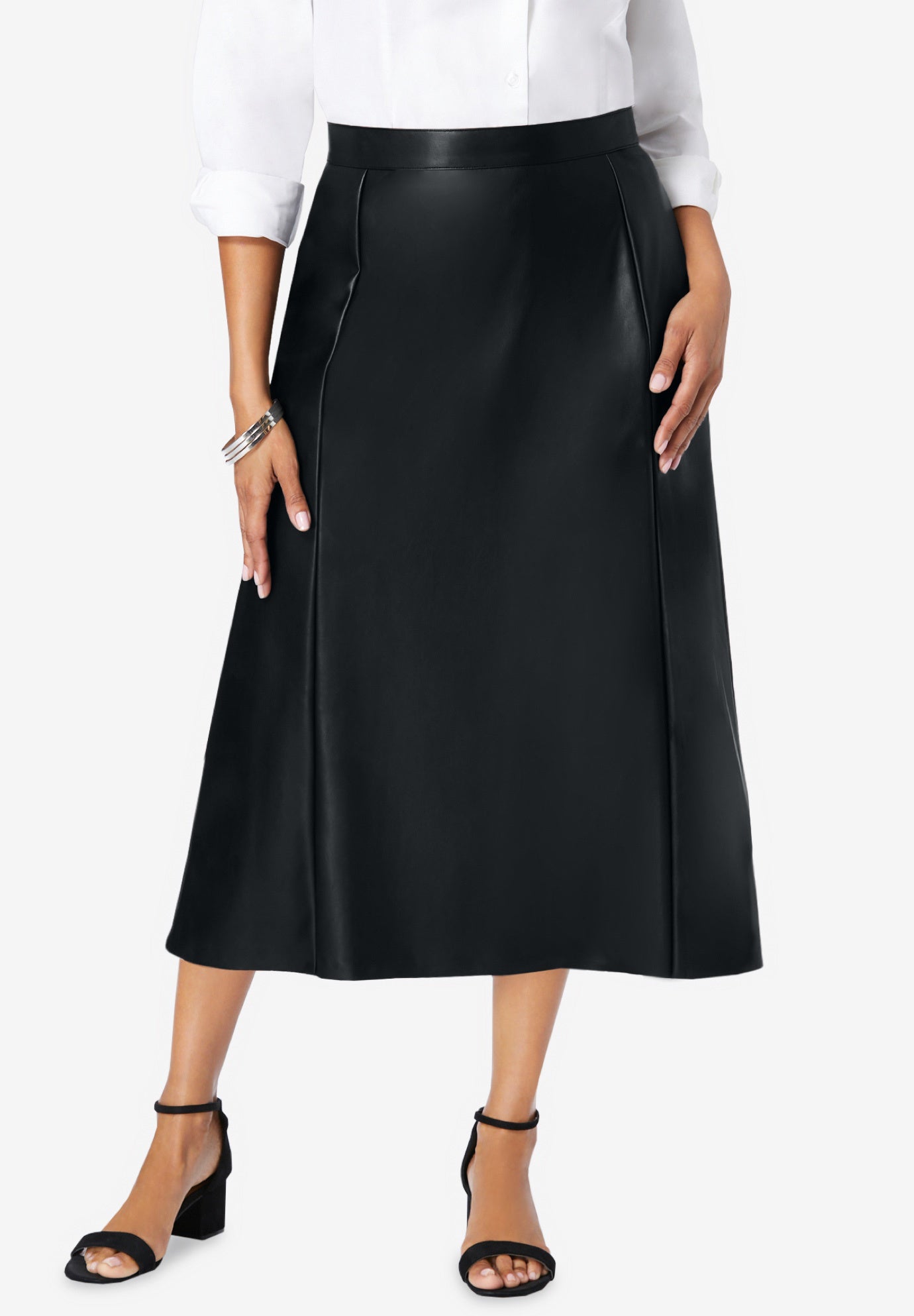 Faux Leather Midi Skirt image number 0