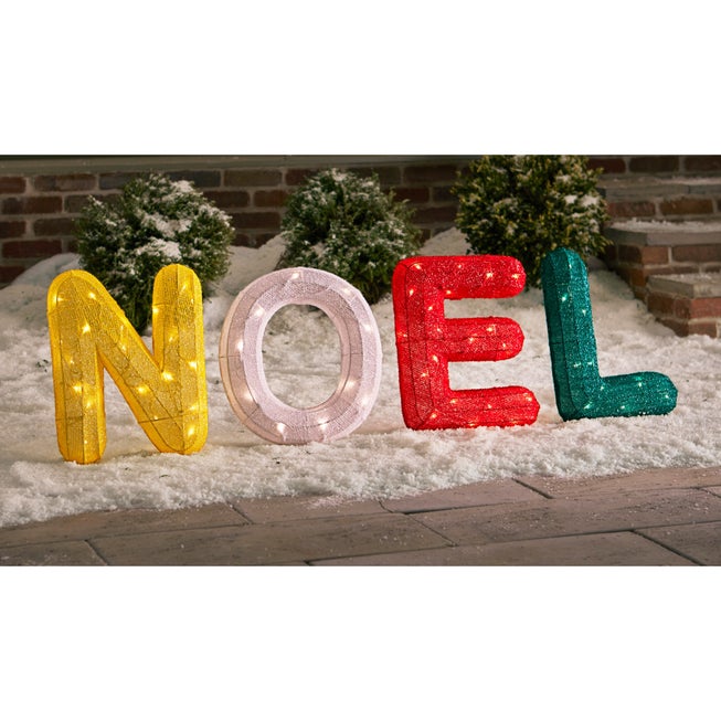 Pre-Lit Tinsel Noel Sign image number null