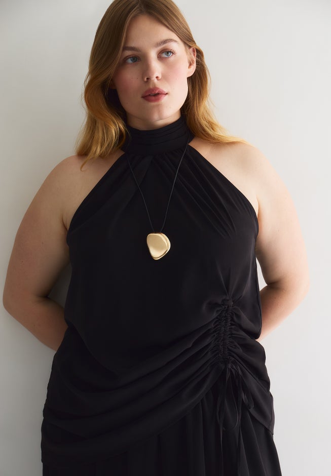 Asymmetric Hem Halter Top image number 3