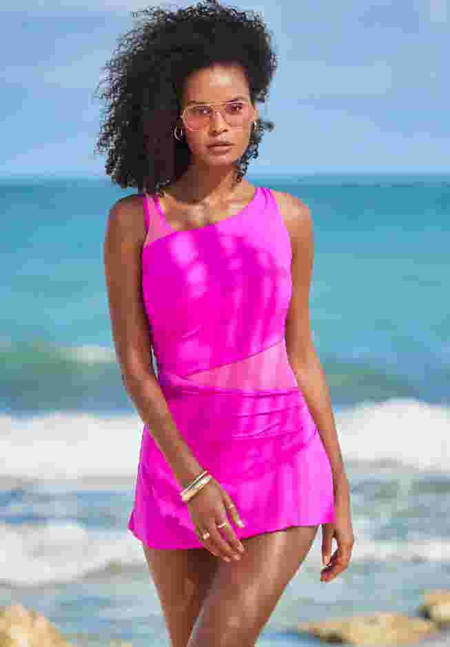 Mesh Panel Underwire Swimdress image number 0