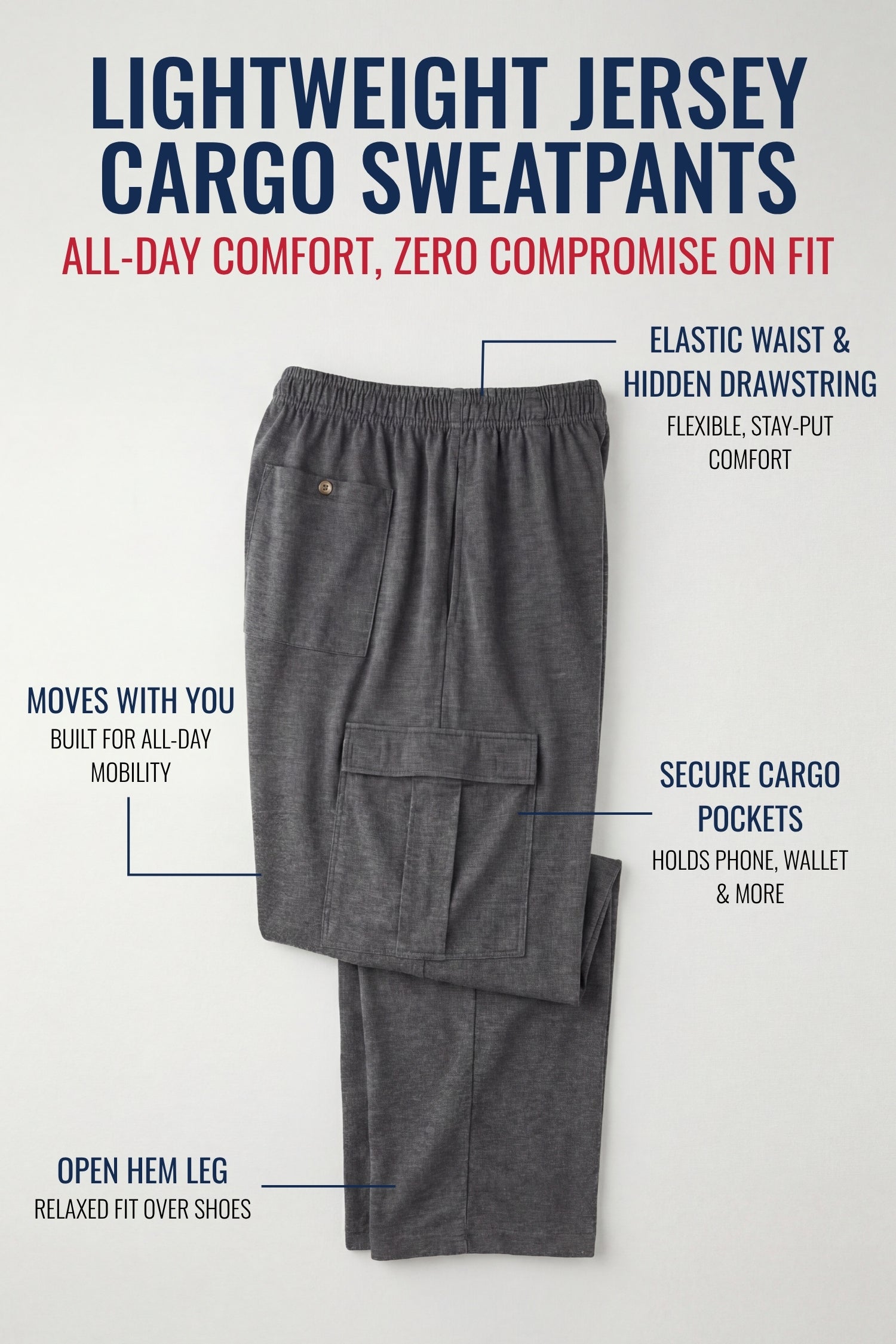 Lightweight Jersey Cargo Sweatpants image number 1