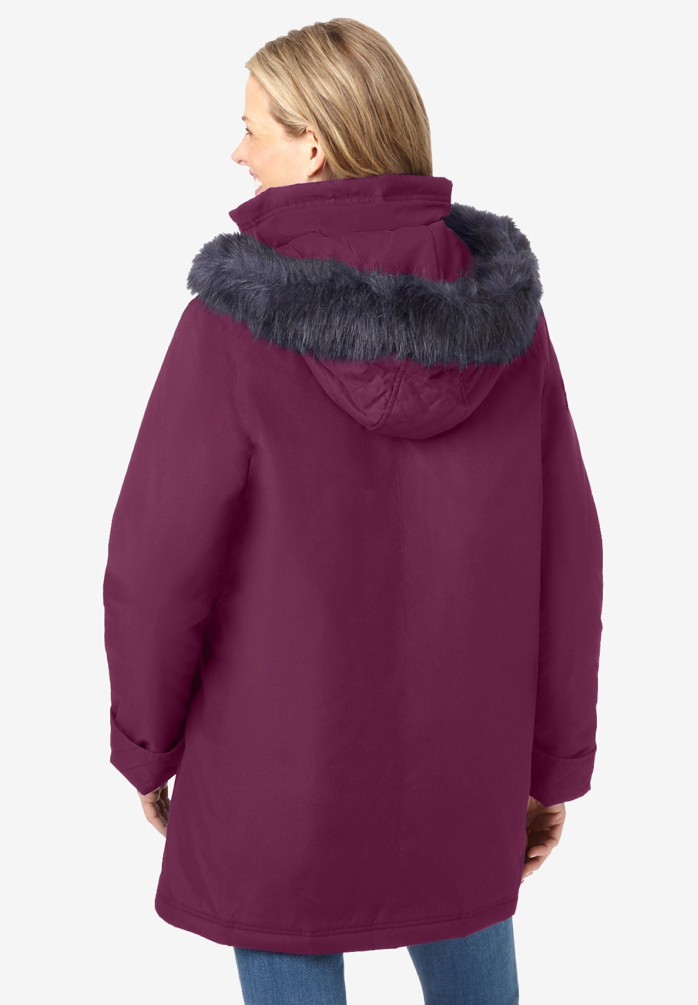 Faux Fur Down Parka Coat image number 1
