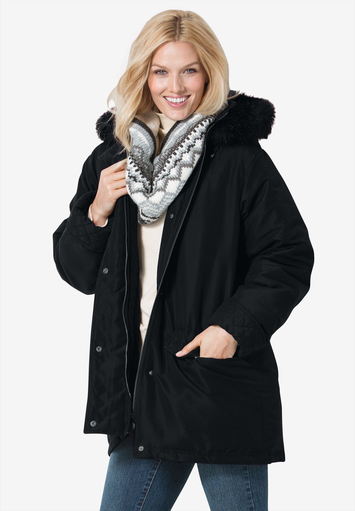 Faux Fur Down Parka Coat image number 0