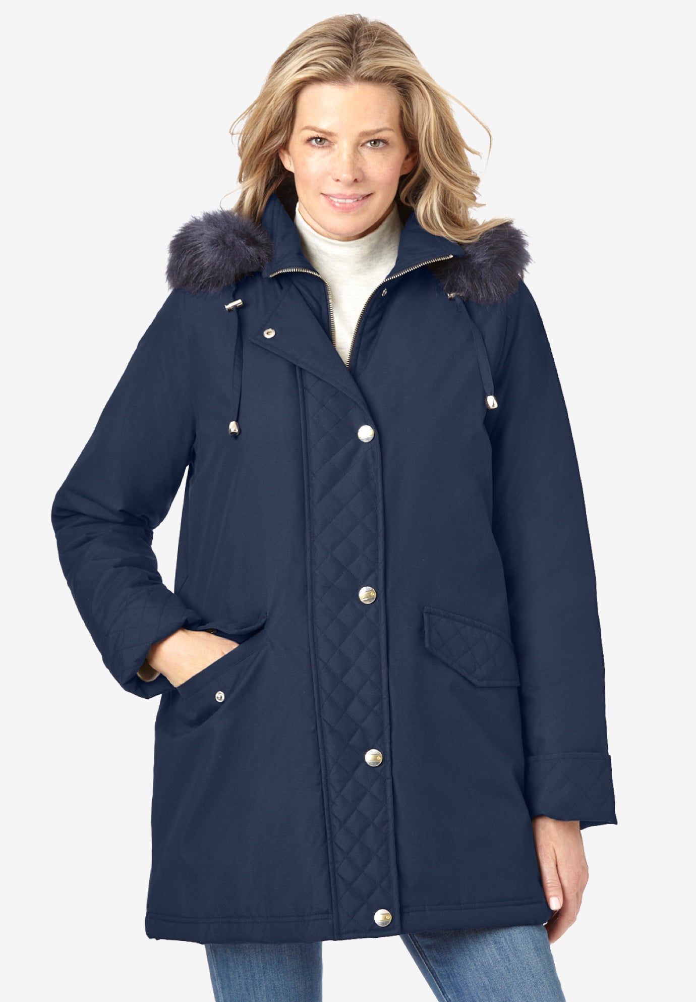 Faux Fur Down Parka Coat image number 0