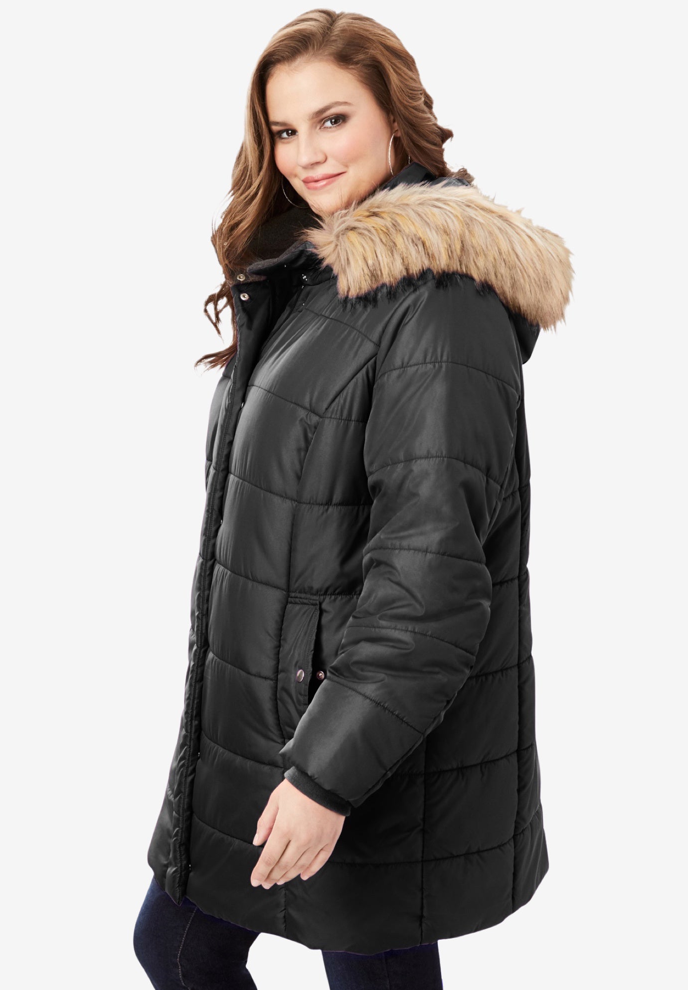 Plus Size Classic Length Puffer Coat image number 1