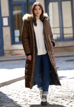 Plus Size Maxi Length Puffer Coat