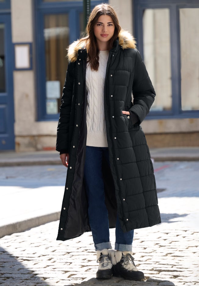 Plus Size Maxi Length Puffer Coat image number 0