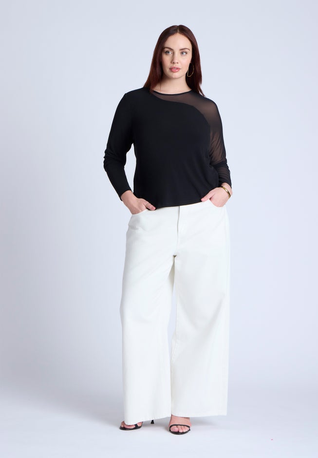 Mesh Combo Long Sleeve Top image number 2