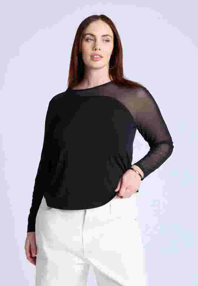 Mesh Combo Long Sleeve Top image number 0