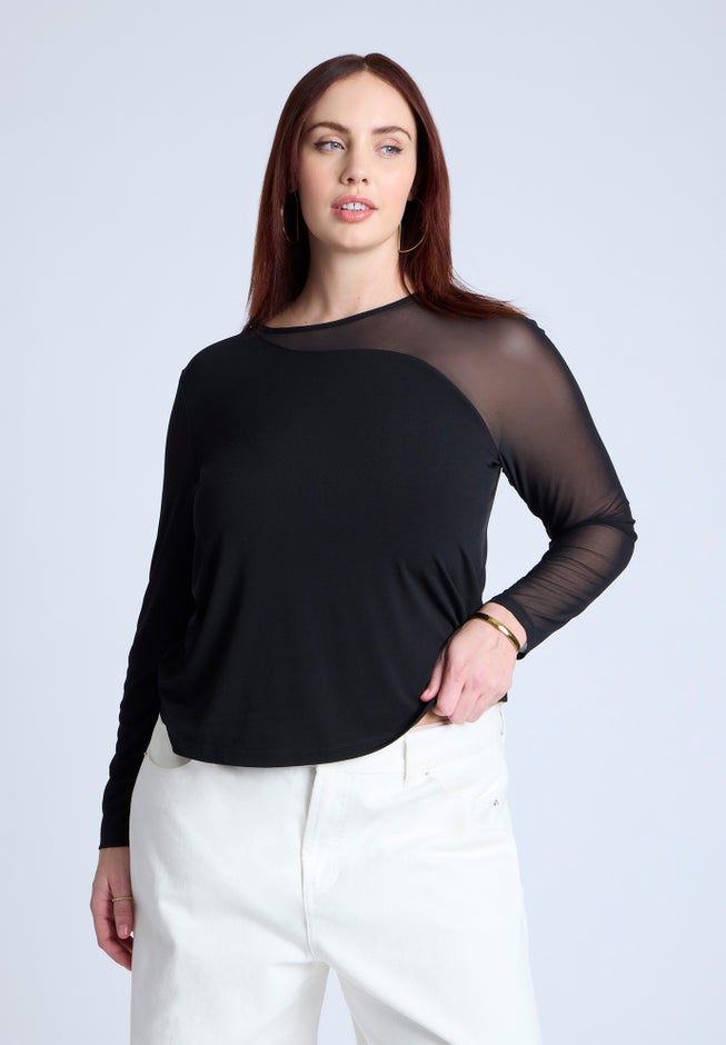 Mesh Combo Long Sleeve Top image number 0