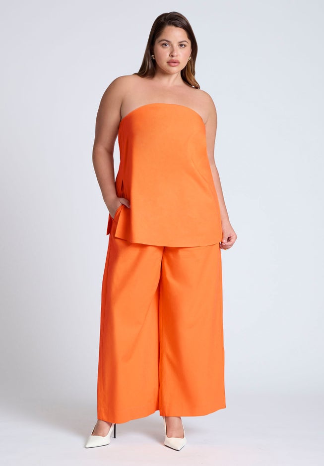 Linen Blend Column Tube Top image number 2