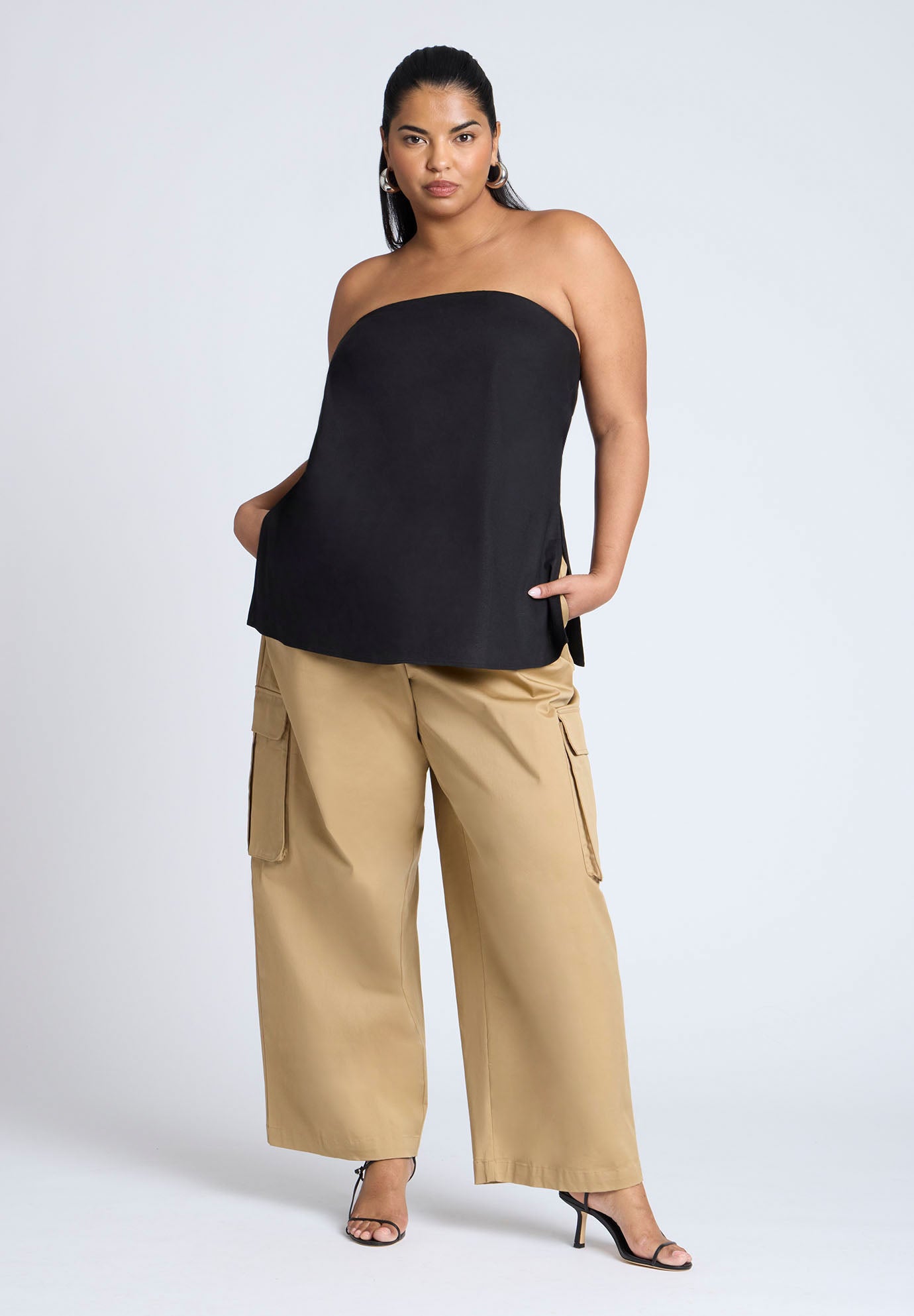 Linen Blend Column Tube Top image number 2