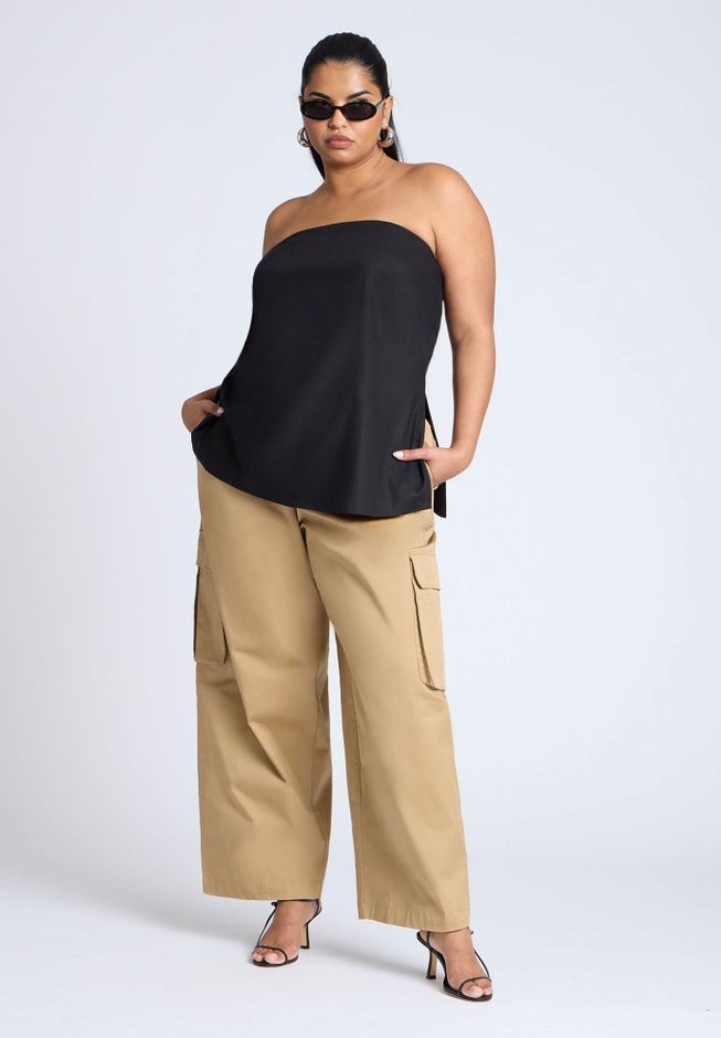 Linen Blend Column Tube Top image number 3