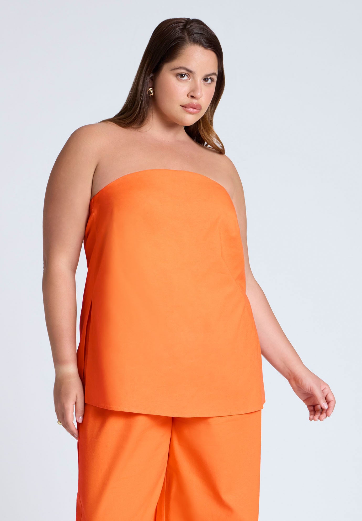 Linen Blend Column Tube Top image number 0