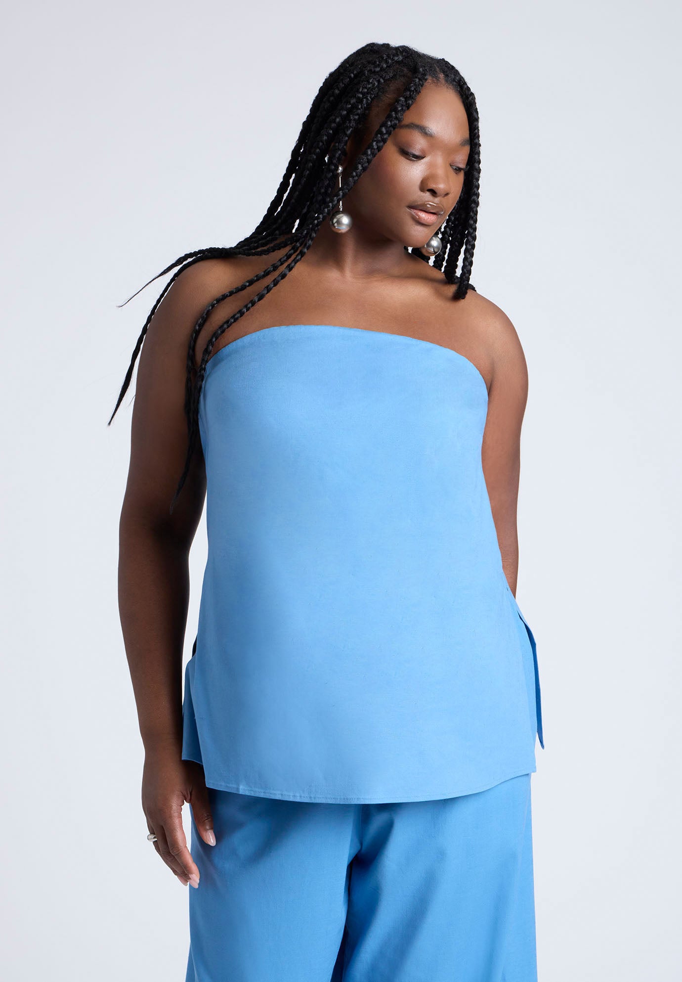 Linen Blend Column Tube Top image number 0