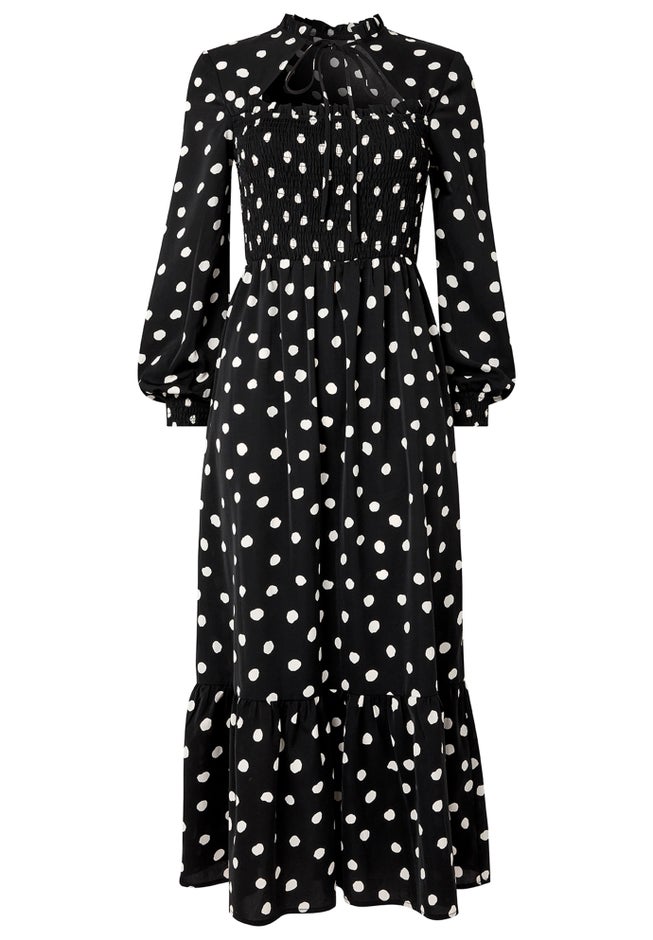 Long Sleeve Smocked Midi Dress image number 1