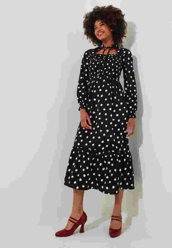 Long Sleeve Smocked Midi Dress image number 0