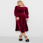 Crew Neck Velvet Midi Dress image number 1