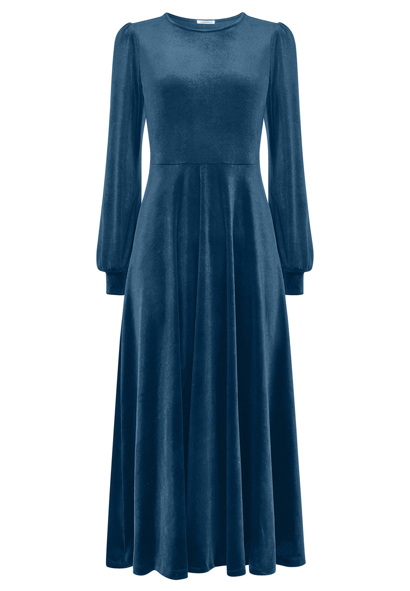 Crew Neck Velvet Midi Dress image number 2