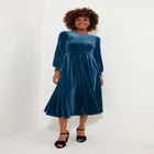Crew Neck Velvet Midi Dress image number null