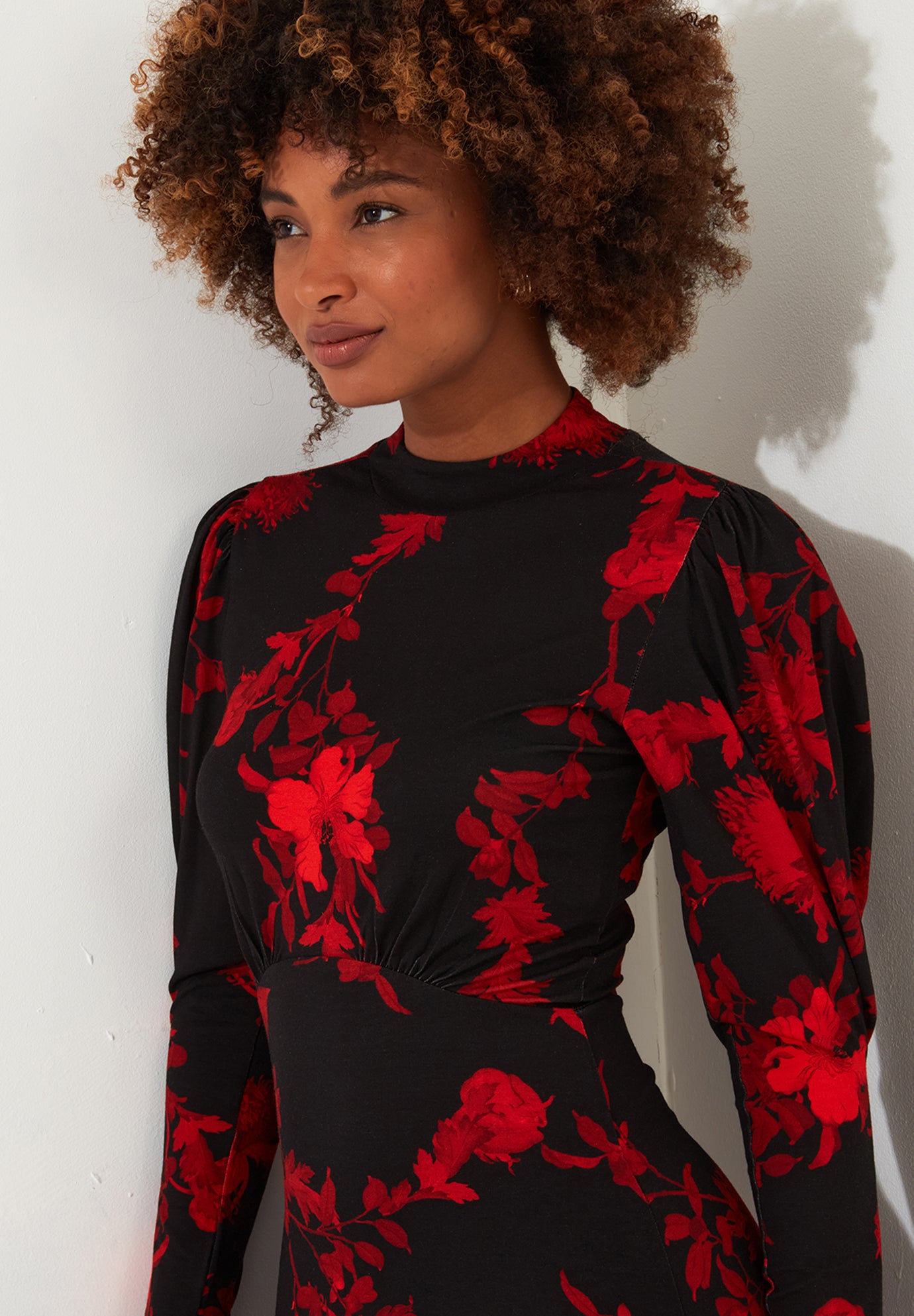 Stretch Knit Mockneck Maxi Dress image number 4