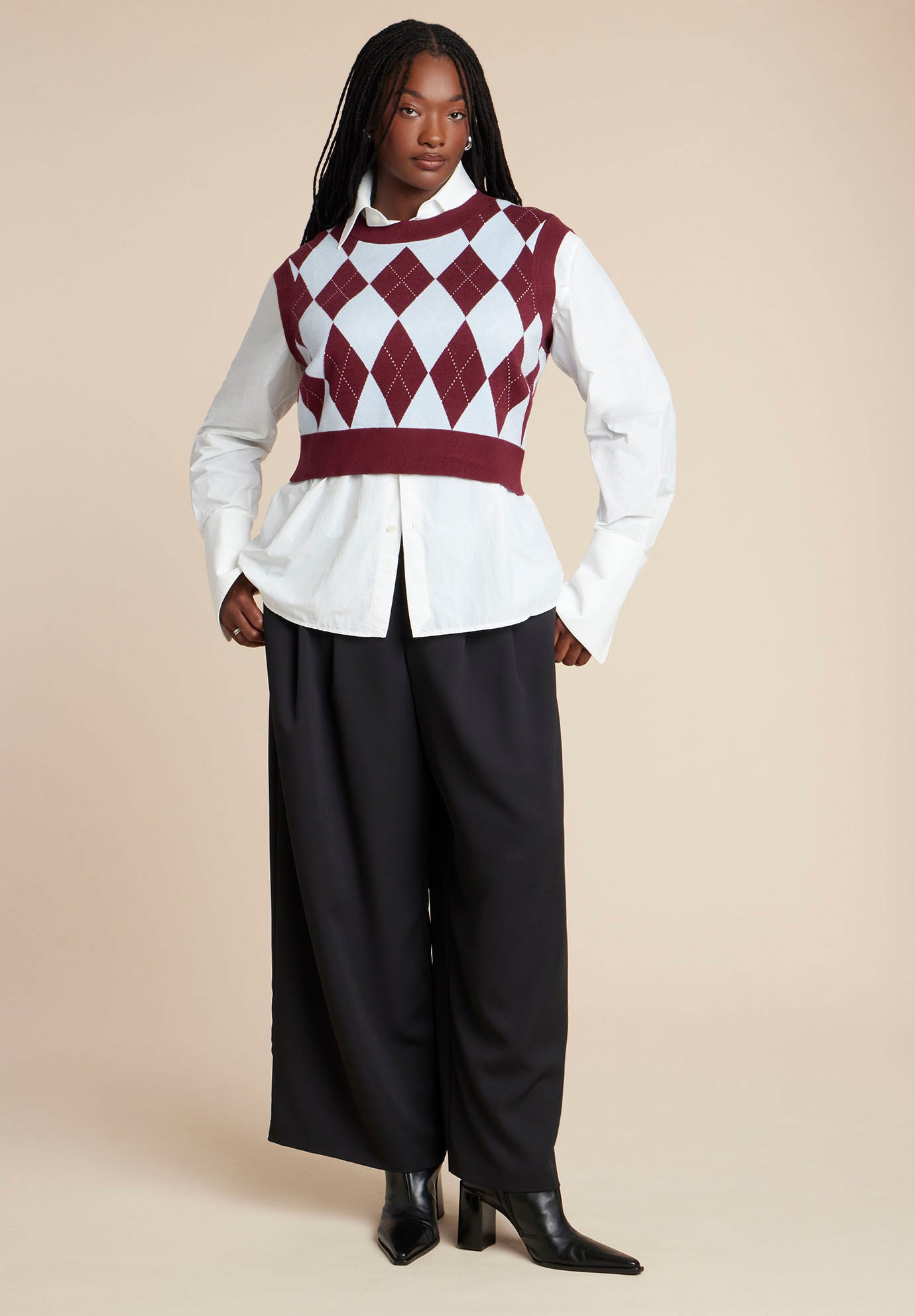 Intarsia Sweater Vest image number 3