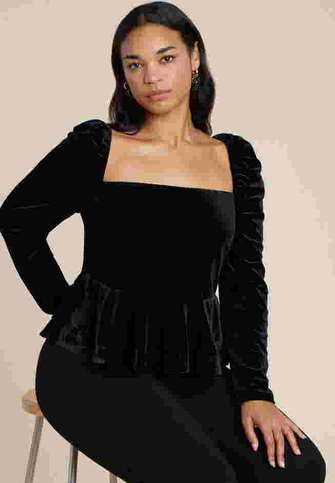 Velvet Peplum Top image number 0