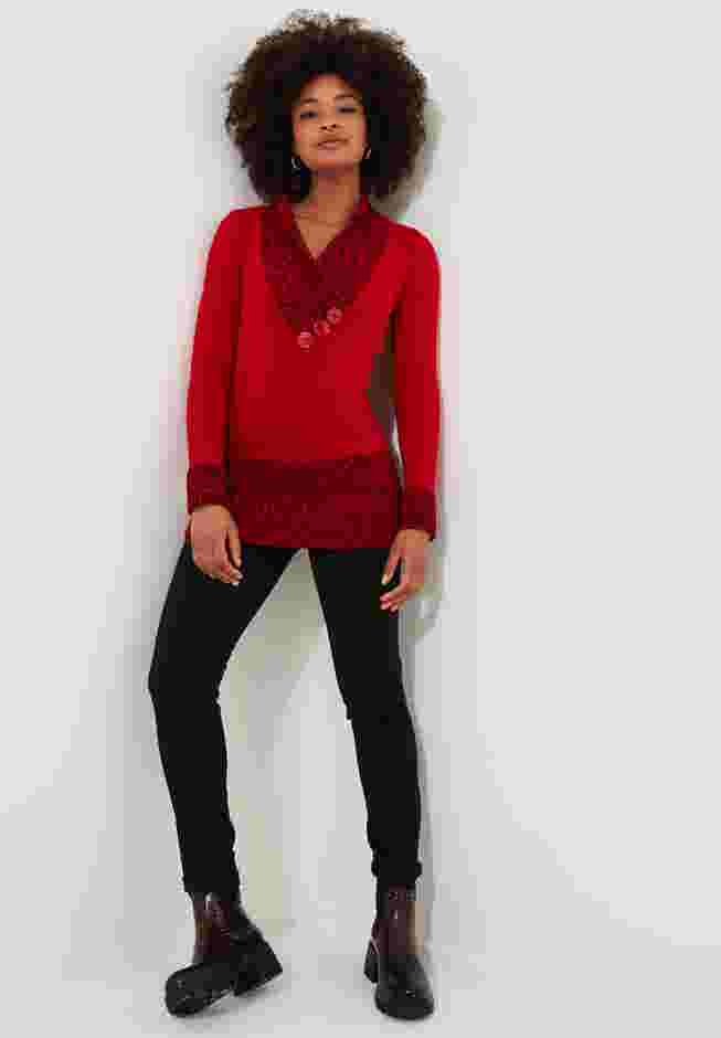 Button Cable Sweater image number 2