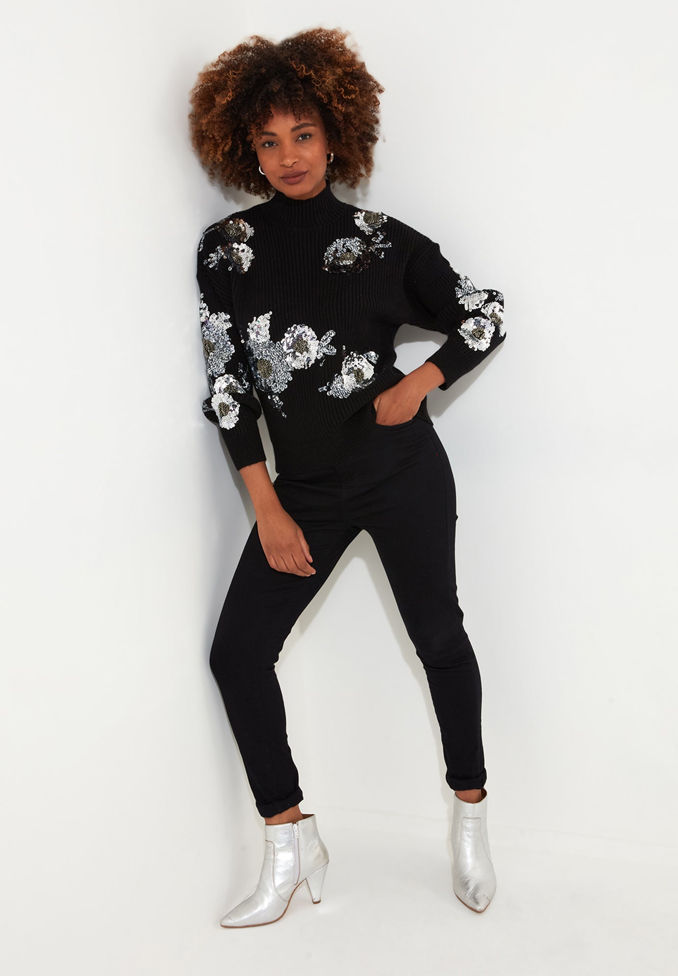 Mockneck Shimmer Sweater image number 3