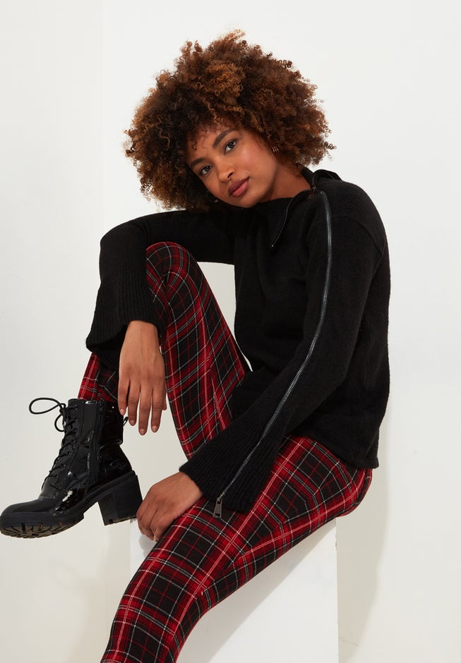 Asymmetrical Zip Neck Pullover Sweater image number 0