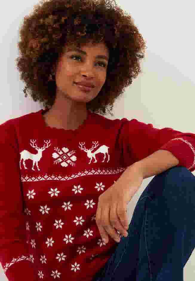 Novelty Holiday Snowflake Pullover Sweater image number 3