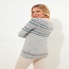 Fair Isle Rib Trim Crewneck Pullover image number null