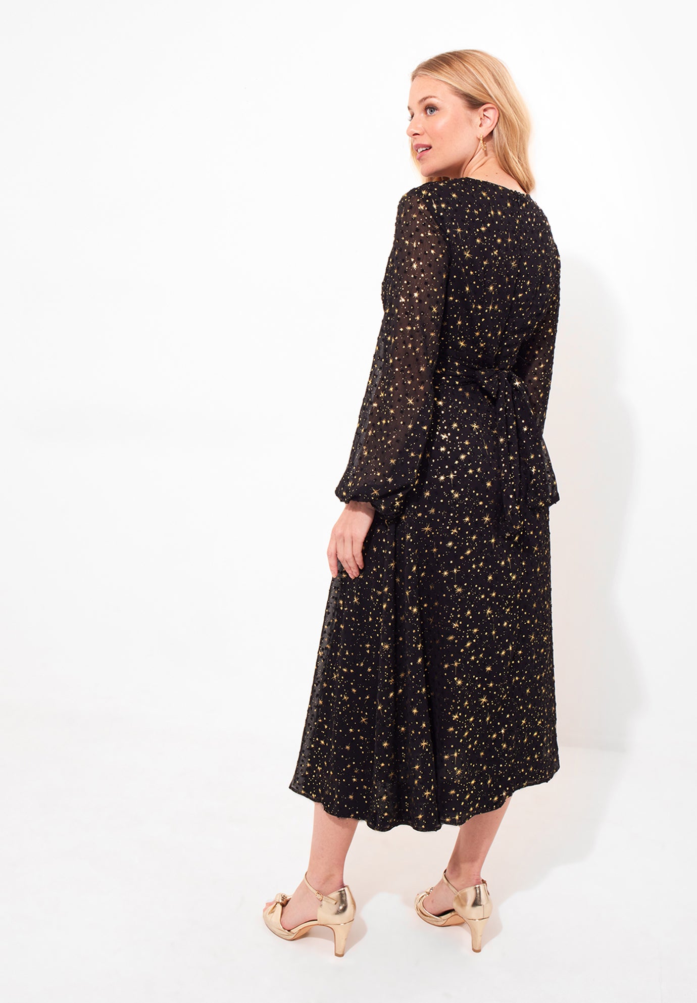 Starry Georgette Midi Dress image number 4