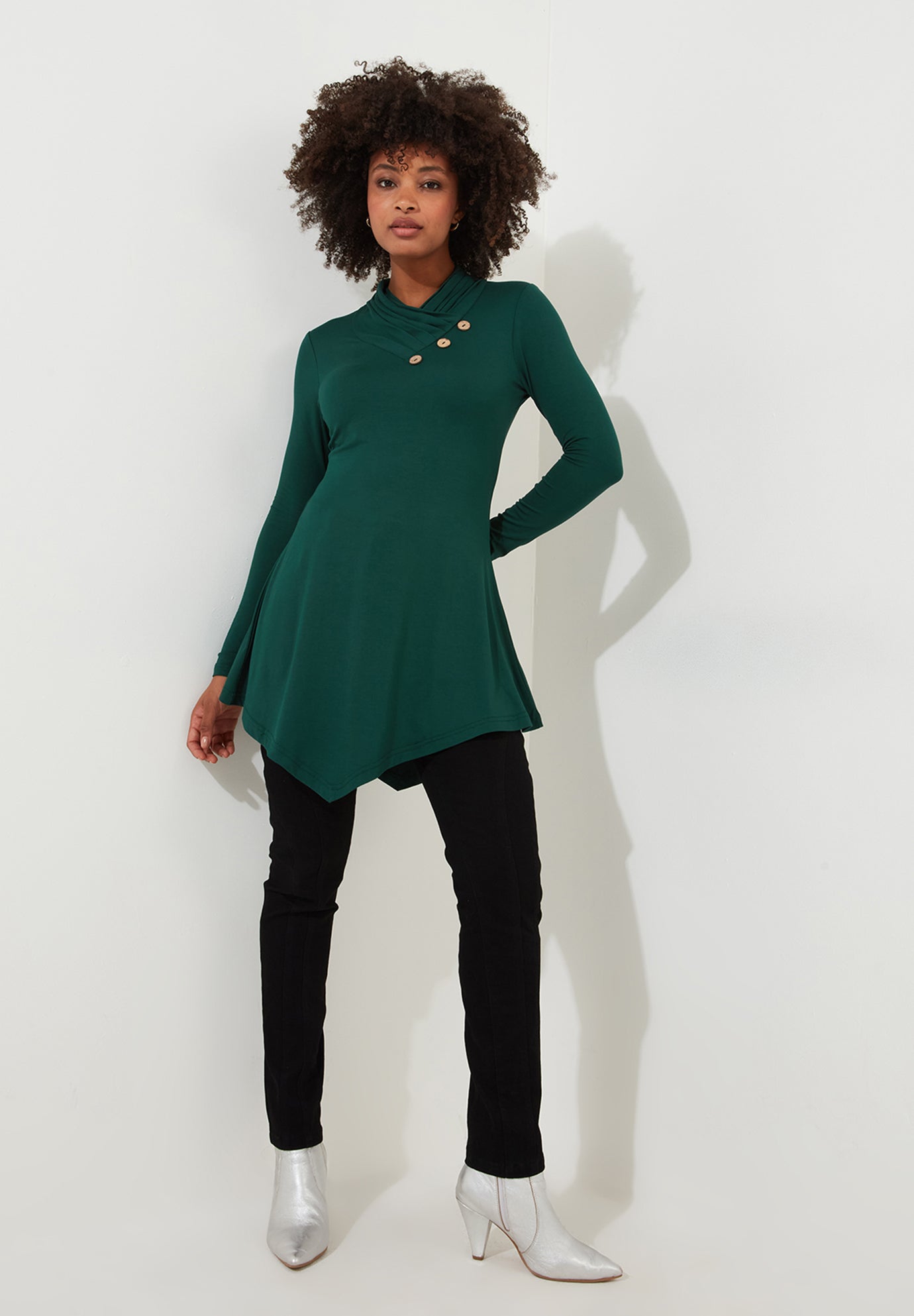 Stretch Knit Asymmetrical Tunic image number 3