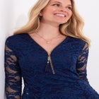 V-Neck Zip Lace Tunic image number null