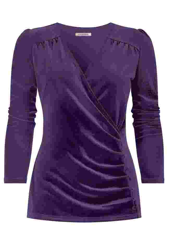 V-Neck Velvet Wrap Top image number 1