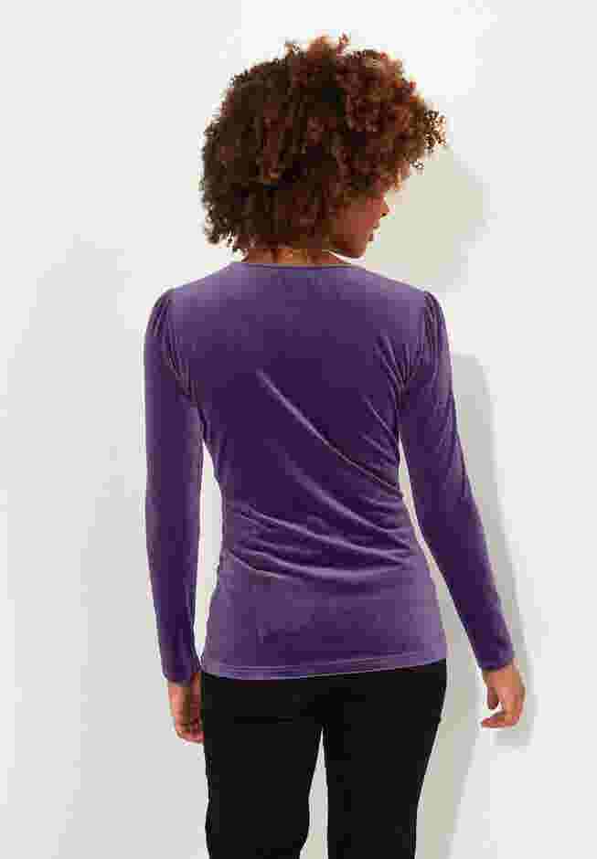 V-Neck Velvet Wrap Top image number 3