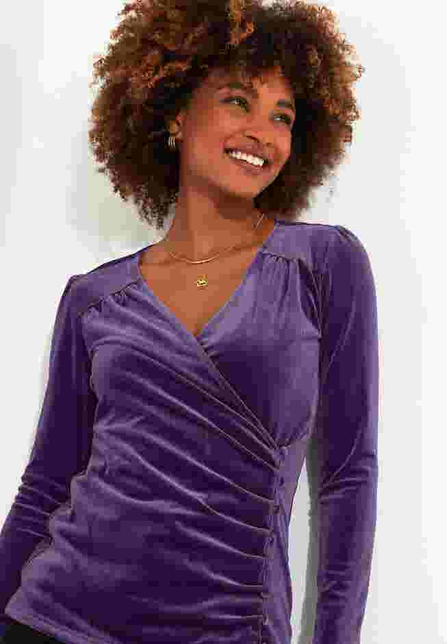 V-Neck Velvet Wrap Top image number 4