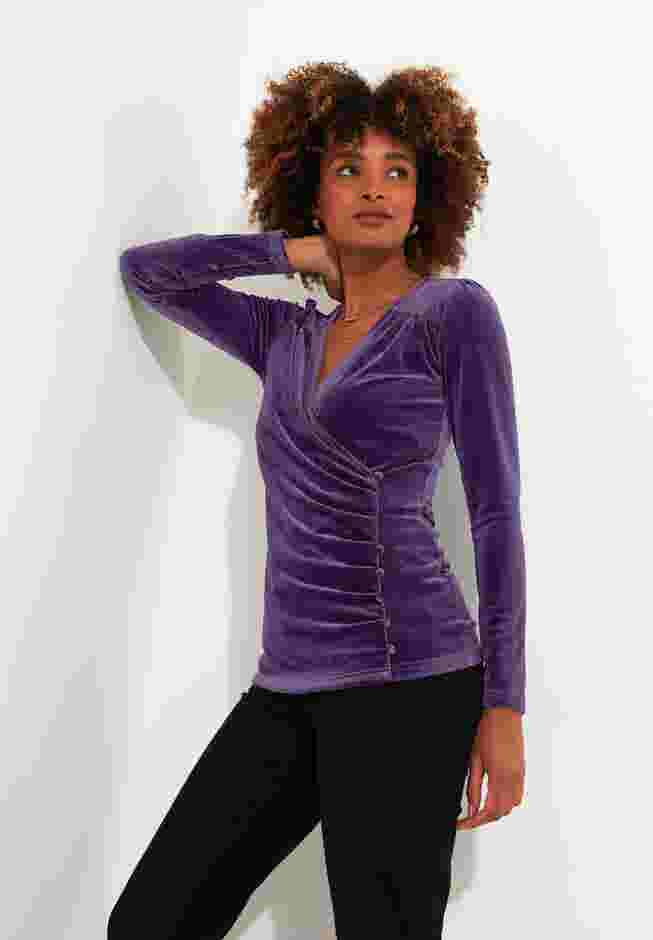V-Neck Velvet Wrap Top image number 0