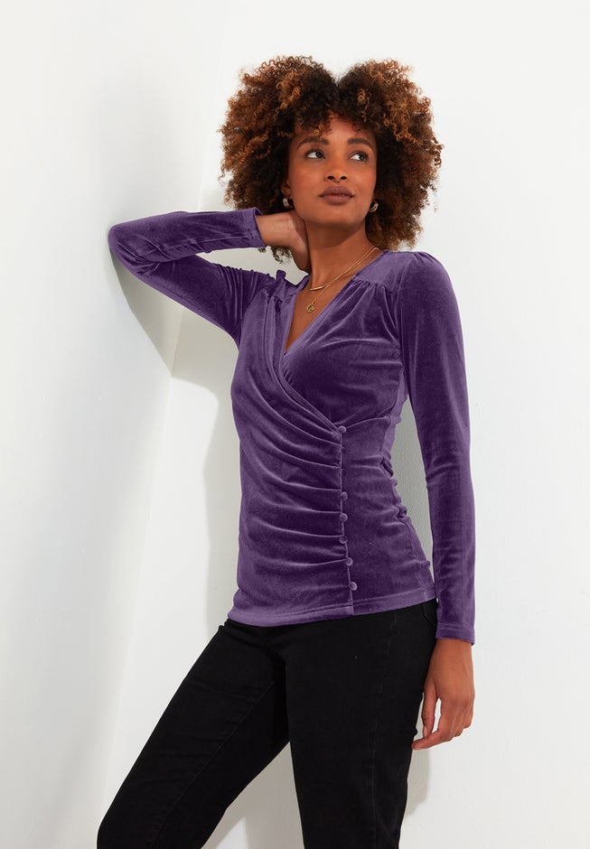 V-Neck Velvet Wrap Top image number 0
